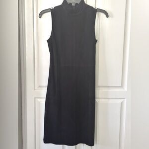THEORY (Never worn) Black Suede Front, Mock Neck Dress Size 00
